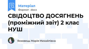 СВІДОЦТВО ДОСЯГНЕНЬ (проміжний звіт) 2 клас НУШ