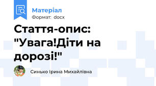 Стаття-опис: "Увага!Діти на дорозі!"