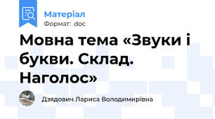 Мовна тема «Звуки і букви. Склад. Наголос»