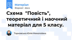 Схема  "Повість", теоретичний і наочний  матеріал для 5 класу.