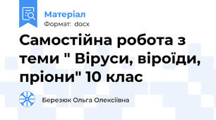 Самостійна робота з теми " Віруси, віроїди, пріони" 10 клас