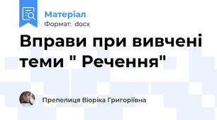 Вправи при вивчені теми " Речення"