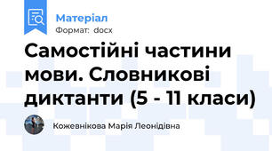 Самостійні частини мови. Словникові диктанти (5 - 11 класи)