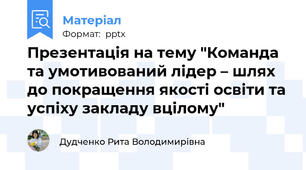 Презентація на тему "Команда та умотивований лідер – шлях до покращення якості освіти та успіху закладу вцілому"
