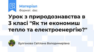 Урок з природознавства в  3 класі "Як ти економиш тепло та електроенергію?"