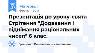 Презентація до уроку-свята Стрітення "Додавання і віднімання раціональних чисел" 6 клас.