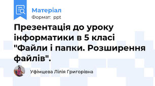Презентація до уроку інформатики в 5 класі "Файли і папки. Розширення файлів".