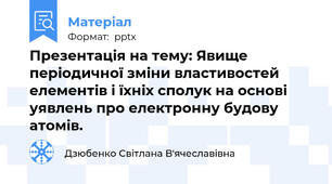 Презентація на тему: Явище періодичної зміни властивостей елементів і їхніх сполук на основі уявлень про електронну будову атомів.