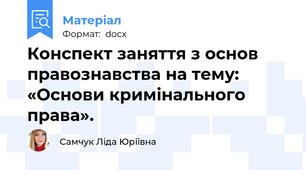 Конспект заняття з основ правознавства на тему: «Основи кримінального права».