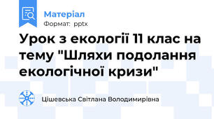 Урок з екології 11 клас на тему "Шляхи подолання екологічної кризи"