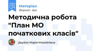 Методична робота "План МО початкових класів"