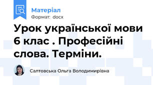 Урок української мови 6 клас . Професійні слова. Терміни.