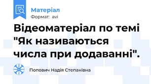 Відеоматеріал по темі "Як називаються числа при додаванні".