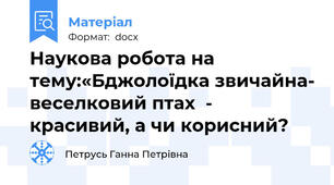 Наукова робота на тему:«Бджолоїдка звичайна- веселковий птах  -  красивий, а чи корисний?