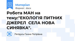 Робота МАН на тему:"ЕКОЛОГІЯ ПИТНИХ ДЖЕРЕЛ  СЕЛА НОВА СИНЯВКА".