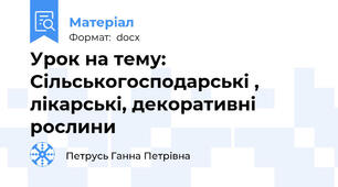 Урок на тему: Сільськогосподарські , лікарські, декоративні рослини