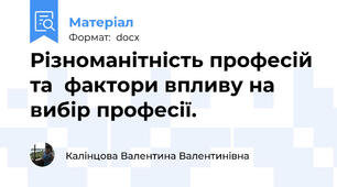 Різноманітність професій та  фактори впливу на вибір професії.