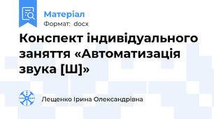 Конспект індивідуального заняття «Автоматизація звука [Ш]»