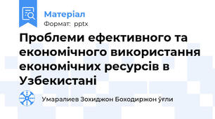 Проблеми ефективного та економічного використання економічних ресурсів в Узбекистані