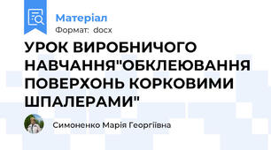 УРОК ВИРОБНИЧОГО НАВЧАННЯ"ОБКЛЕЮВАННЯ ПОВЕРХОНЬ КОРКОВИМИ  ШПАЛЕРАМИ"