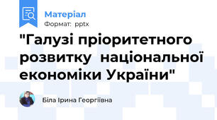 "Галузі пріоритетного розвитку  національної економіки України"