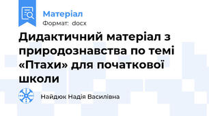 Дидактичний матеріал з природознавства по темі «Птахи» для початкової школи