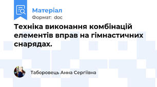 Техніка виконання комбінацій елементів вправ на гімнастичних снарядах.