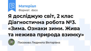 Я досліджую світ, 2 клас   Діагностична робота №3.  «Зима. Ознаки зими. Жива та нежива природа взимку»