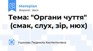 Тема: "Органи чуття"  (смак, слух, зір, нюх)