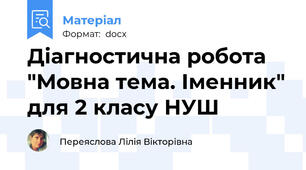 Діагностична робота "Мовна тема. Іменник" для 2 класу НУШ