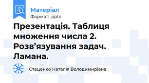 Презентація. Таблиця множення числа 2. Розв’язування задач. Ламана.