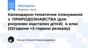 Календарно-тематичне планування з  ПРИРОДОЗНАВСТВА (для розумово відсталих дітей)  4 клас (32години +3 години резерву)