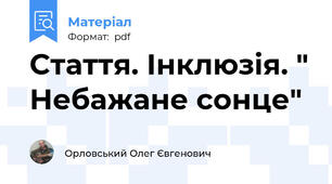 Стаття. Інклюзія. " Небажане сонце"