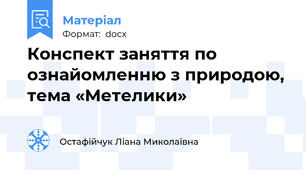 Конспект заняття по ознайомленню з природою, тема «Метелики»