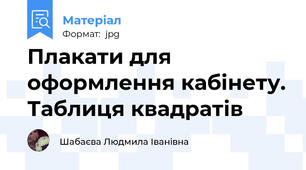Плакати для оформлення кабінету. Таблиця квадратів