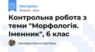 Контрольна робота з теми "Морфологія. Іменник", 6 клас