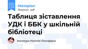 Таблиця зіставлення УДК і ББК у шкільній бібліотеці