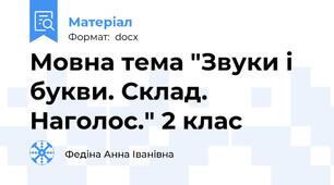 Мовна тема "Звуки і букви. Склад. Наголос." 2 клас