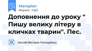 Доповнення до уроку " Пишу велику літеру в кличках тварин". Пес.