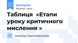 Таблиця  «Етапи уроку критичного мислення »