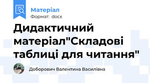 Дидактичний матеріал"Складові таблиці для читання"