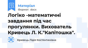 Логіко -математичні завдання під час прогулянки. Вихователь Кривець Л. К."Капітошка".