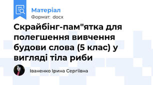 Скрайбінг-пам"ятка для полегшення вивчення будови слова (5 клас) у вигляді тіла риби