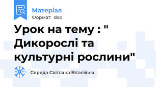Урок на тему : " Дикорослі та культурні рослини"