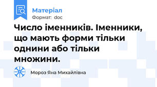 Число іменників. Іменники, що мають форми тільки однини або тільки множини.