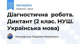 Діагностична  робота. Диктант (2 клас. НУШ. Українська мова)