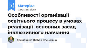 Особливості організації освітнього процесу в умовах реалізації  основних засад інклюзивного навчання