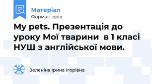 My pets. Презентація до уроку Мої тварини  в 1 класі НУШ з англійської мови.