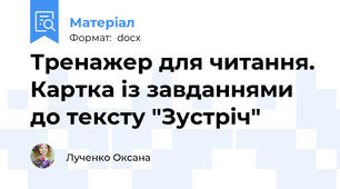 Тренажер для читання. Картка із завданнями до тексту "Зустріч"