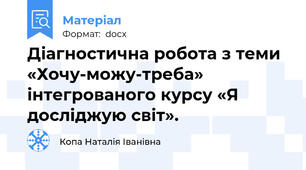Діагностична робота з теми «Хочу-можу-треба» інтегрованого курсу «Я досліджую світ».